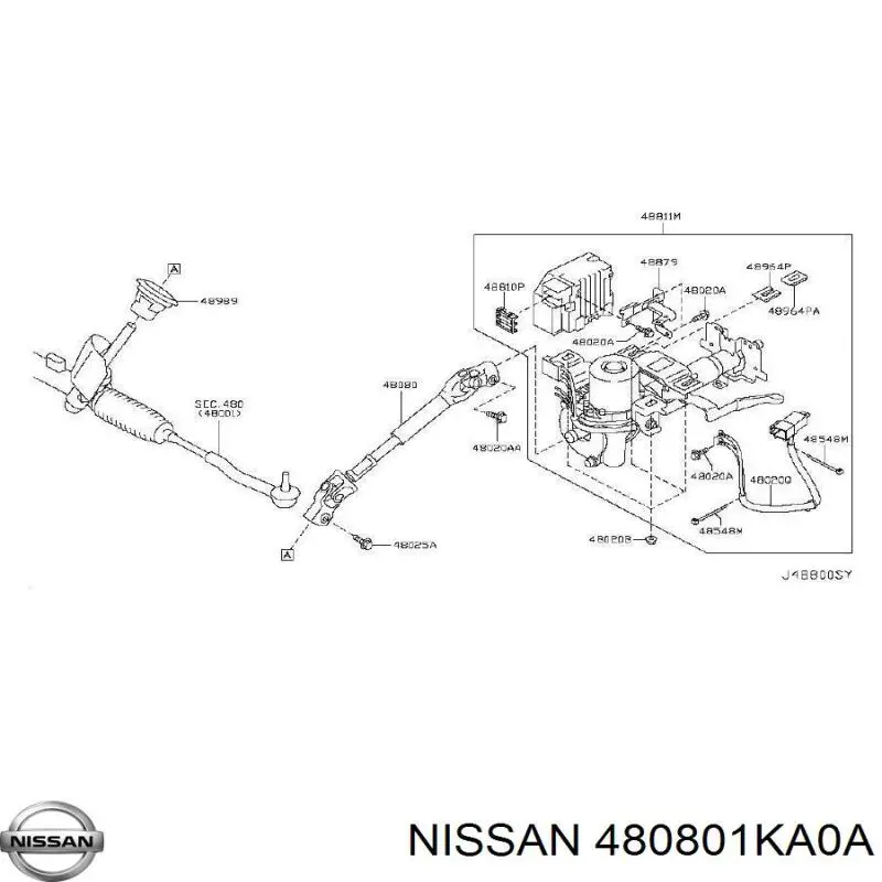 Veio da coluna de direção inferior Nissan/Infiniti 480801KA0A preço, a partir de 70,43 USD