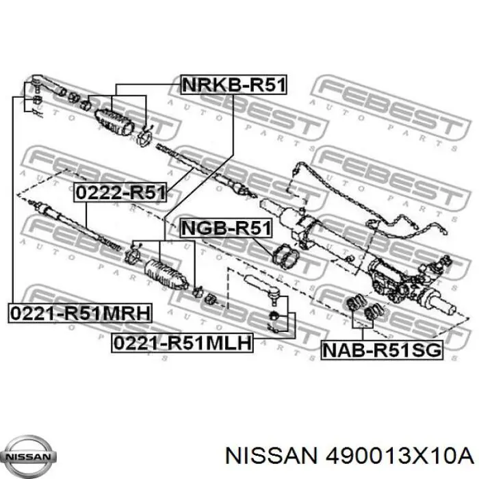 Cremalheira da direção Nissan/Infiniti 490013X10A preço, a partir de 224,59 USD