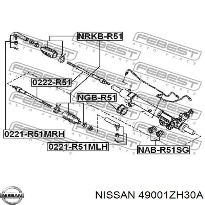 490013X03A Nissan/Infiniti Cremalheira da direção