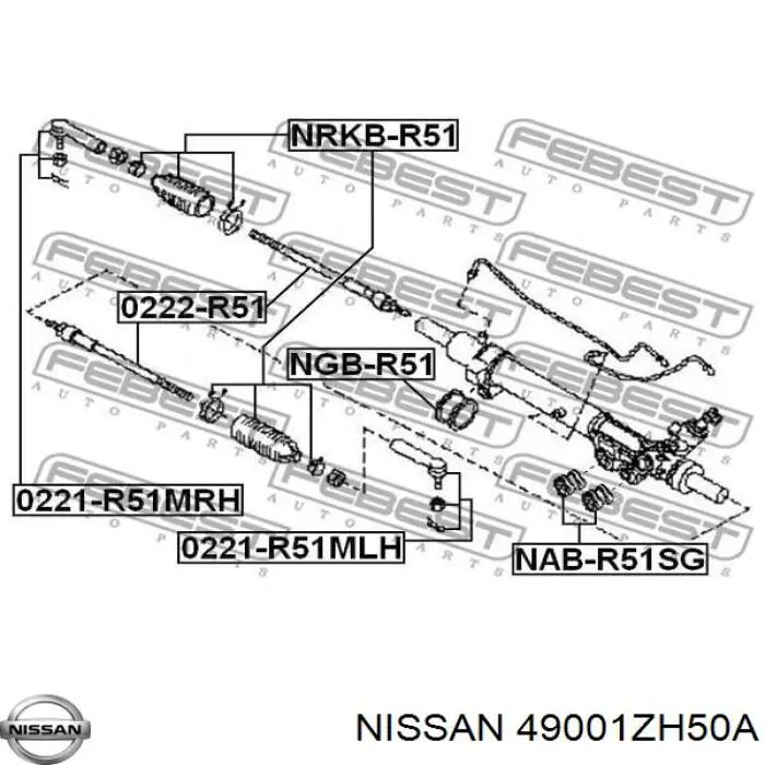Compre 490013X03A Nissan/Infiniti Cremalheira da direção