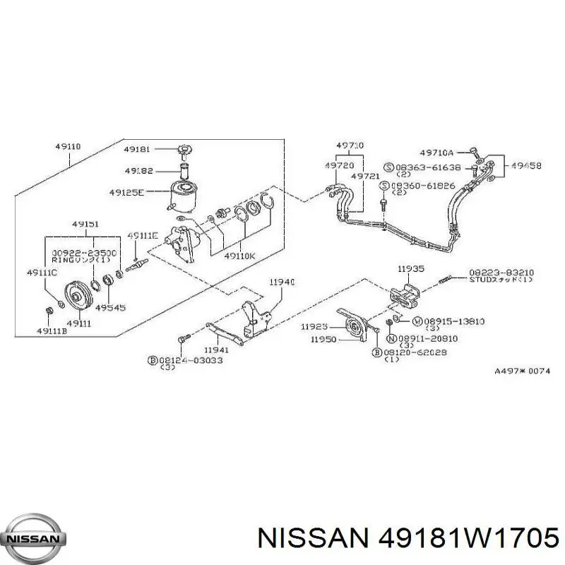  Nissan/Infiniti 49181W1705 preço, a partir de 114,33 USD