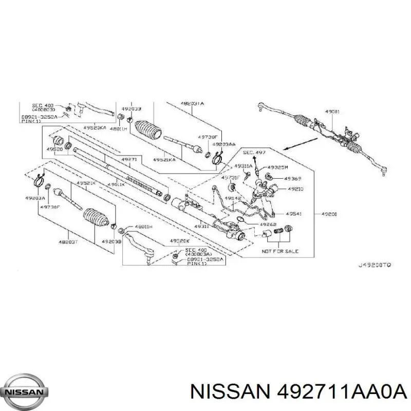 Cremalheira da direção Nissan/Infiniti 492711AA0A preço, a partir de 521,66 USD