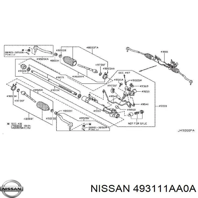 Cremalheira da direção Nissan/Infiniti 493111AA0A preço, a partir de 286,01 USD