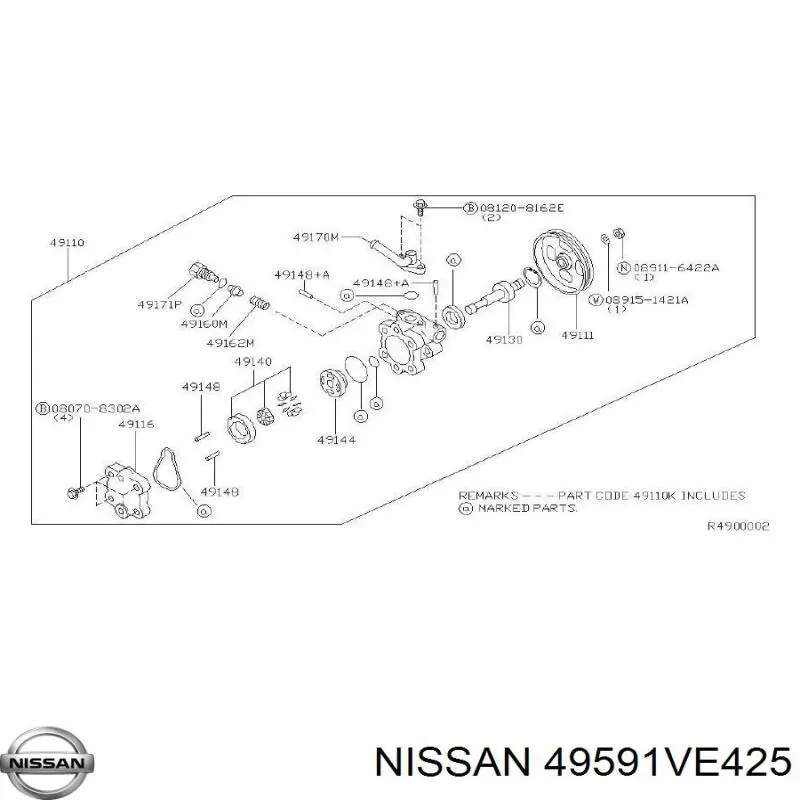 Kit de reparação da bomba da Direção hidrâulica assistida Nissan/Infiniti 49591VE425 preço, a partir de 31,32 USD