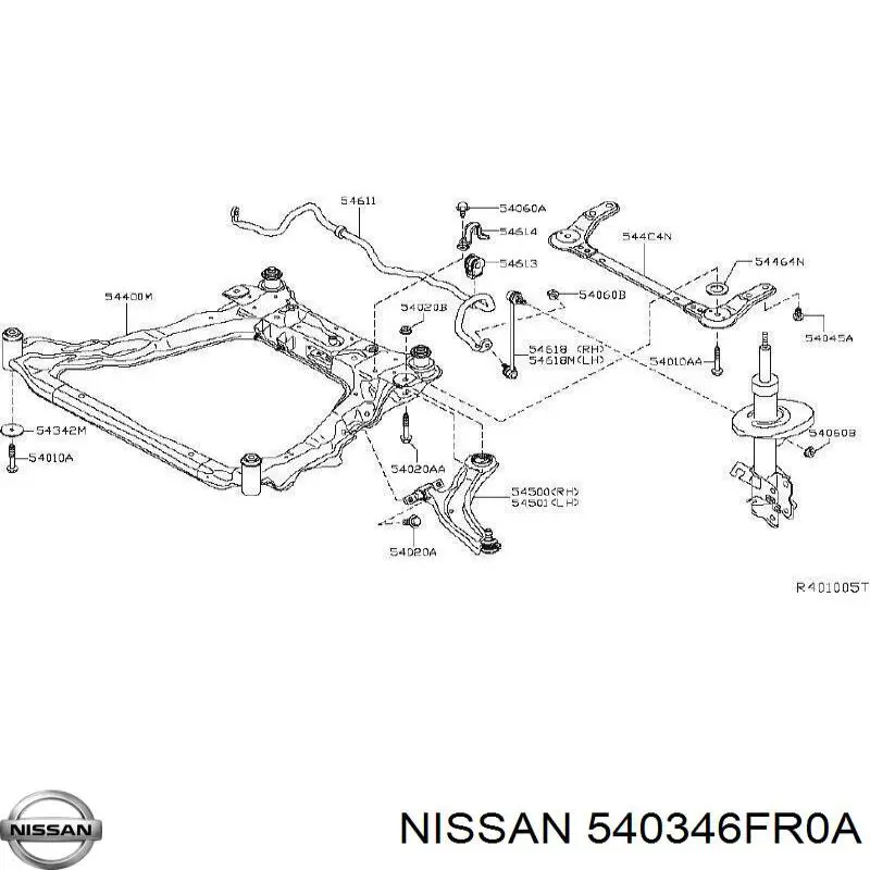 540346FR0A Nissan/Infiniti Bota de proteção de amortecedor dianteiro