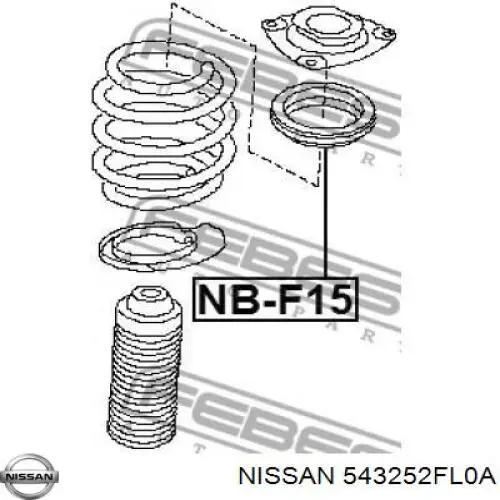 543252FL0A Nissan/Infiniti Rolamento de suporte do amortecedor dianteiro