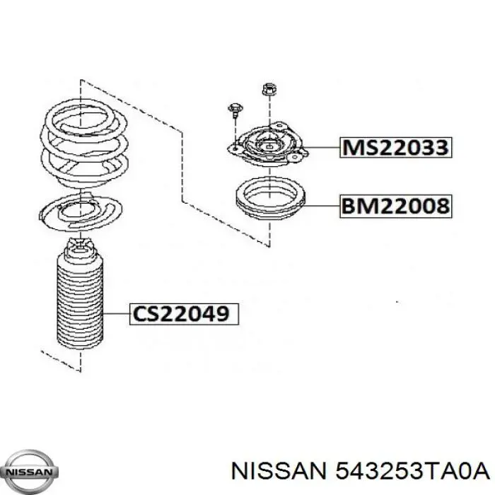 Compre 543253TA0A Nissan/Infiniti Rolamento de suporte do amortecedor dianteiro
