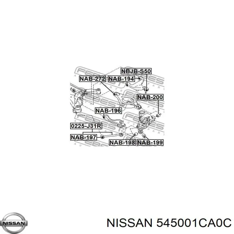 Compre 545001CA0C Nissan/Infiniti Braço oscilante inferior direito de suspensão dianteira