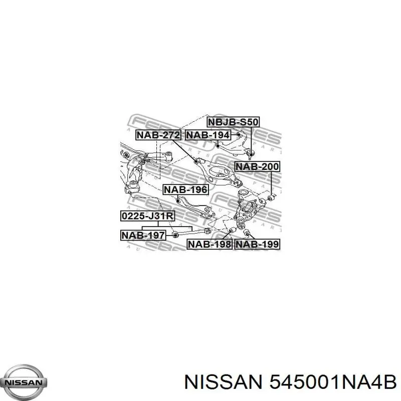545001NA4B Nissan/Infiniti Braço oscilante inferior direito de suspensão dianteira