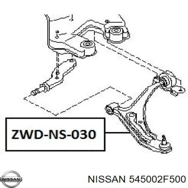 Compre 545002F500 Nissan/Infiniti Braço oscilante inferior direito de suspensão dianteira