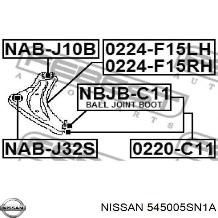 Braço oscilante inferior direito de suspensão dianteira Nissan/Infiniti 545005SN1A preço, a partir de 60,71 USD