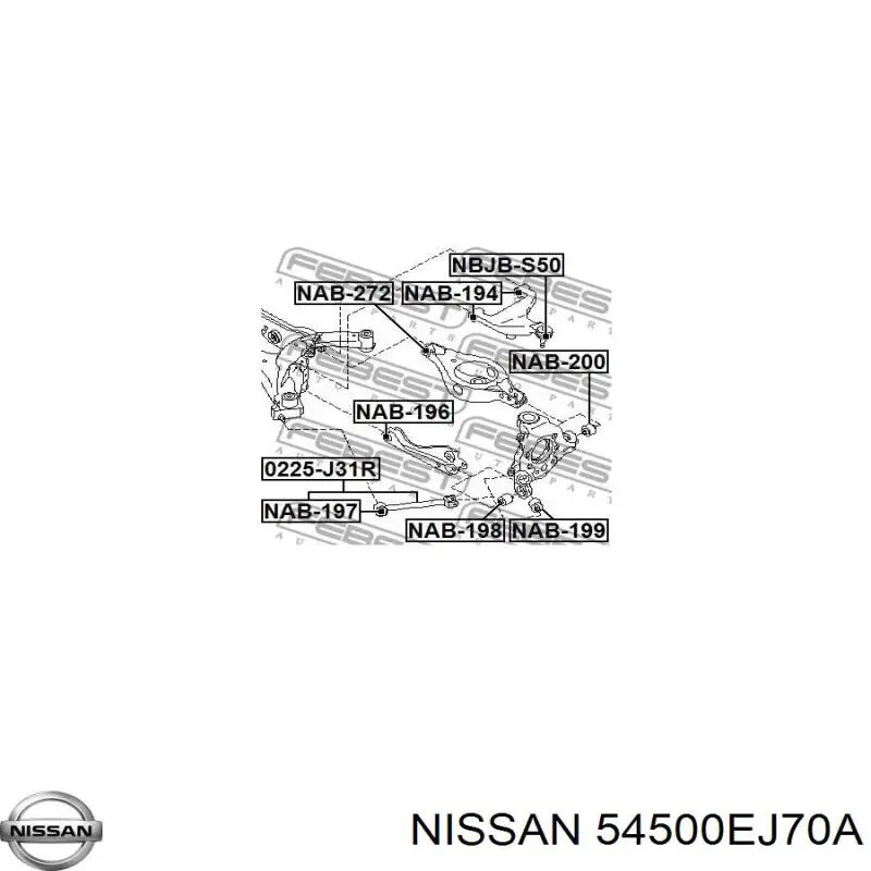 Compre 54500EJ70A Nissan/Infiniti Braço oscilante inferior direito de suspensão dianteira
