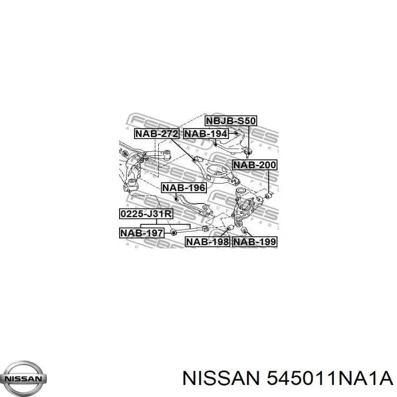 545011NA1A Nissan/Infiniti Braço oscilante inferior esquerdo de suspensão dianteira