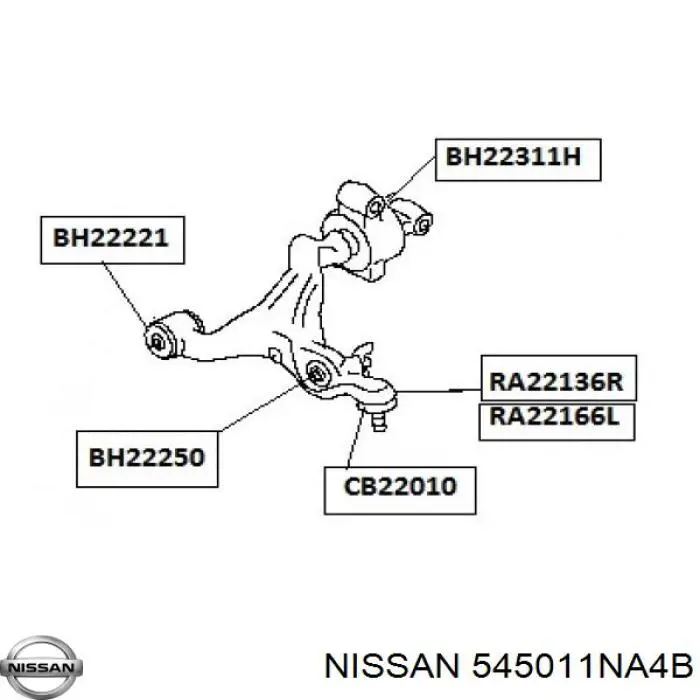 Braço oscilante inferior esquerdo de suspensão dianteira Nissan/Infiniti 545011NA4B preço, a partir de 407,51 USD
