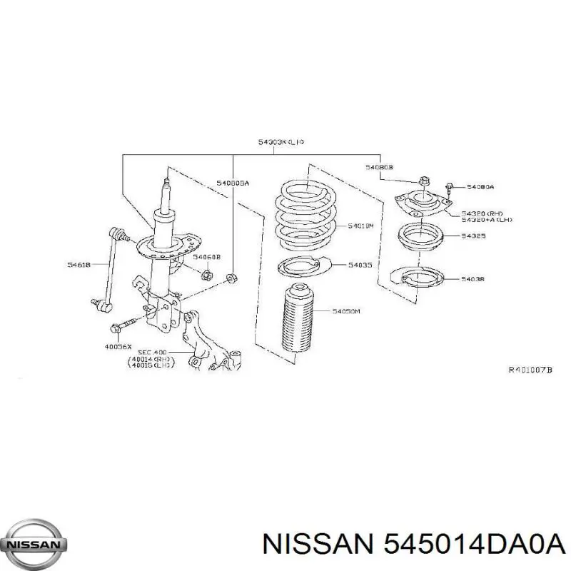 545014DA0A Nissan/Infiniti Braço oscilante inferior esquerdo de suspensão dianteira