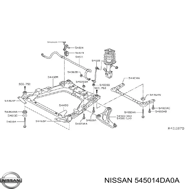 Compre 545014DA0A Nissan/Infiniti Braço oscilante inferior esquerdo de suspensão dianteira