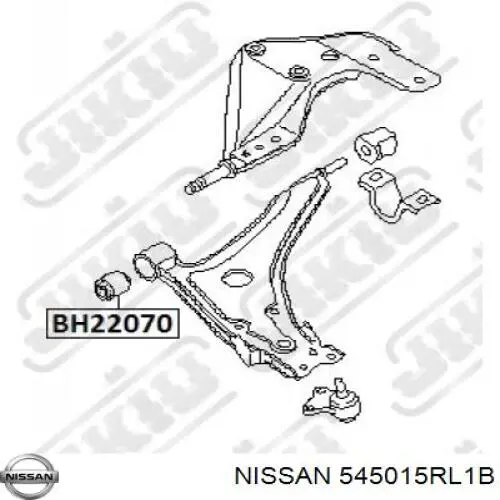 545015RL1A Nissan/Infiniti Braço oscilante inferior esquerdo de suspensão dianteira