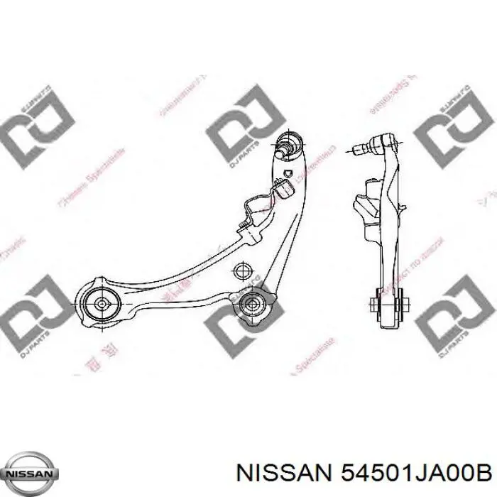 Braço oscilante inferior esquerdo de suspensão dianteira 54501JA00B Nissan/Infiniti