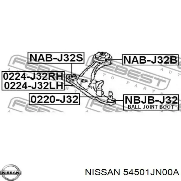 Braço oscilante inferior esquerdo de suspensão dianteira Nissan/Infiniti 54501JN00A preço, a partir de 176,93 USD