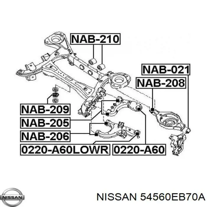 Compre 54560EB70A Nissan/Infiniti Bloco silencioso dianteiro do braço oscilante inferior