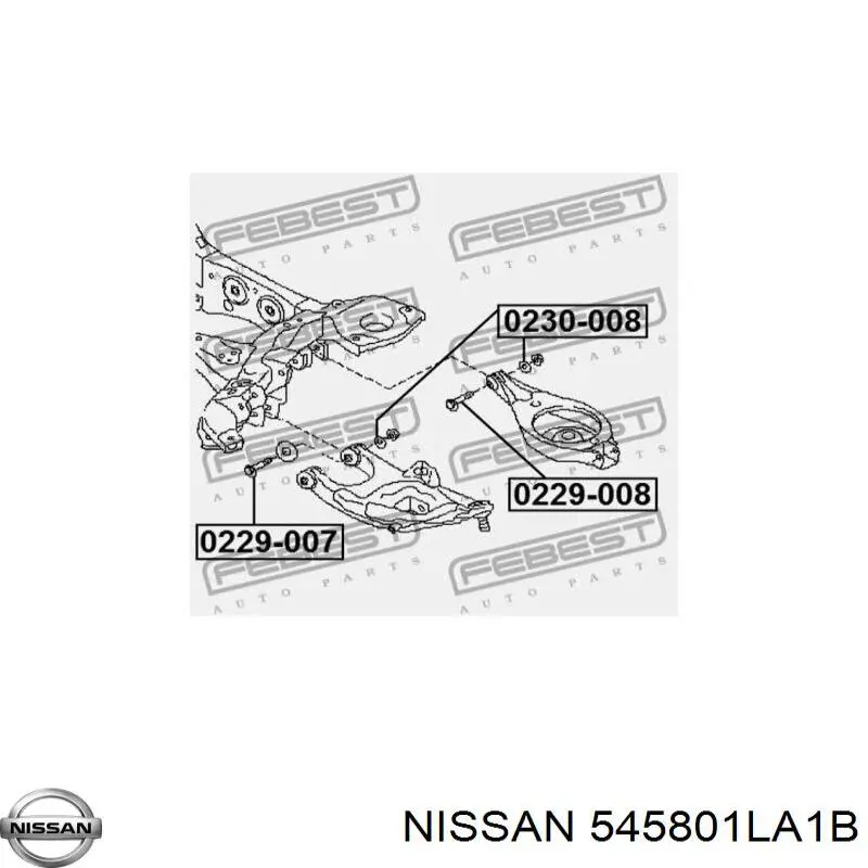 545801LA1B Nissan/Infiniti Parafuso de fixação do braço oscilante inferior traseiro
