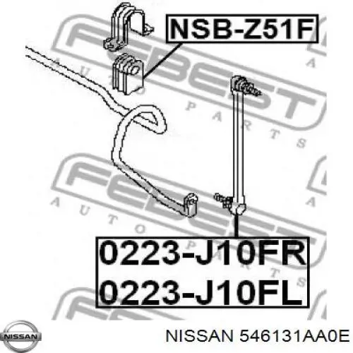 Compre 546131AA0E Nissan/Infiniti Bucha de estabilizador dianteiro