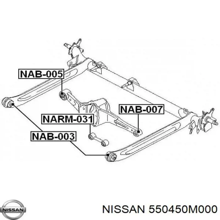 Bloco silencioso de viga traseira (de plataforma veicular) 550450M000 Nissan/Infiniti