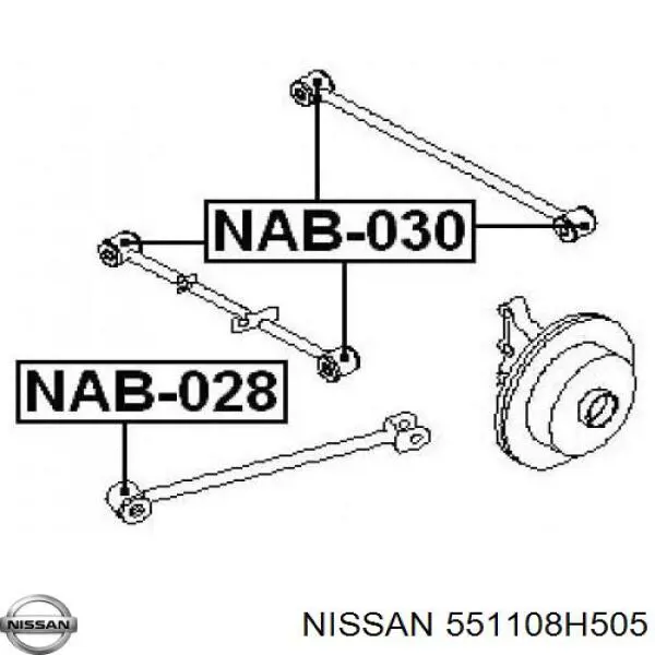 551108H505 Nissan/Infiniti Braço oscilante (tração) longitudinal inferior esquerdo/direito de suspensão traseira