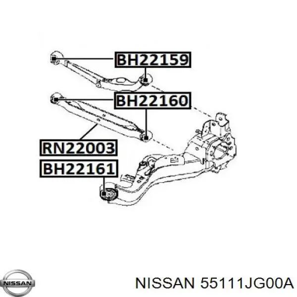 55111JG00A Nissan/Infiniti Braço oscilante inferior esquerdo de suspensão traseira