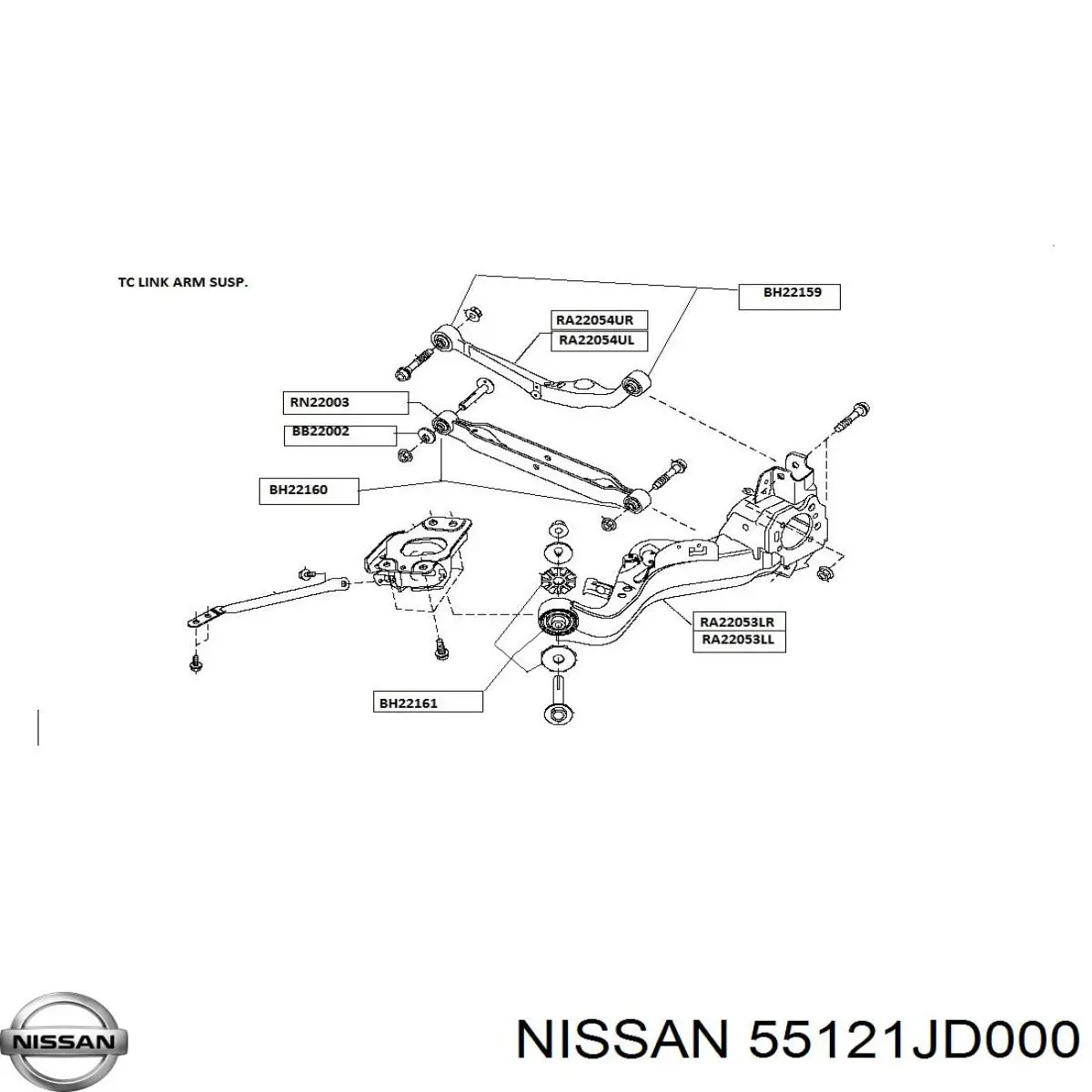 Compre 55121JD000 Nissan/Infiniti Braço oscilante superior esquerdo de suspensão traseira