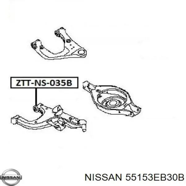 Compre 55153EB30B Nissan/Infiniti Bloco silencioso do braço oscilante inferior traseiro