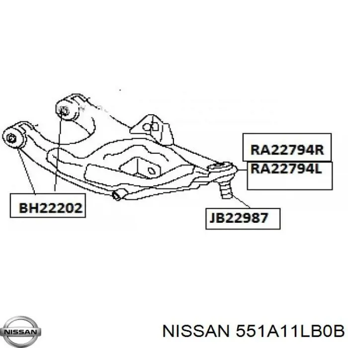 Braço oscilante inferior esquerdo de suspensão traseira Nissan/Infiniti 551A11LB0B preço, a partir de 462,39 USD