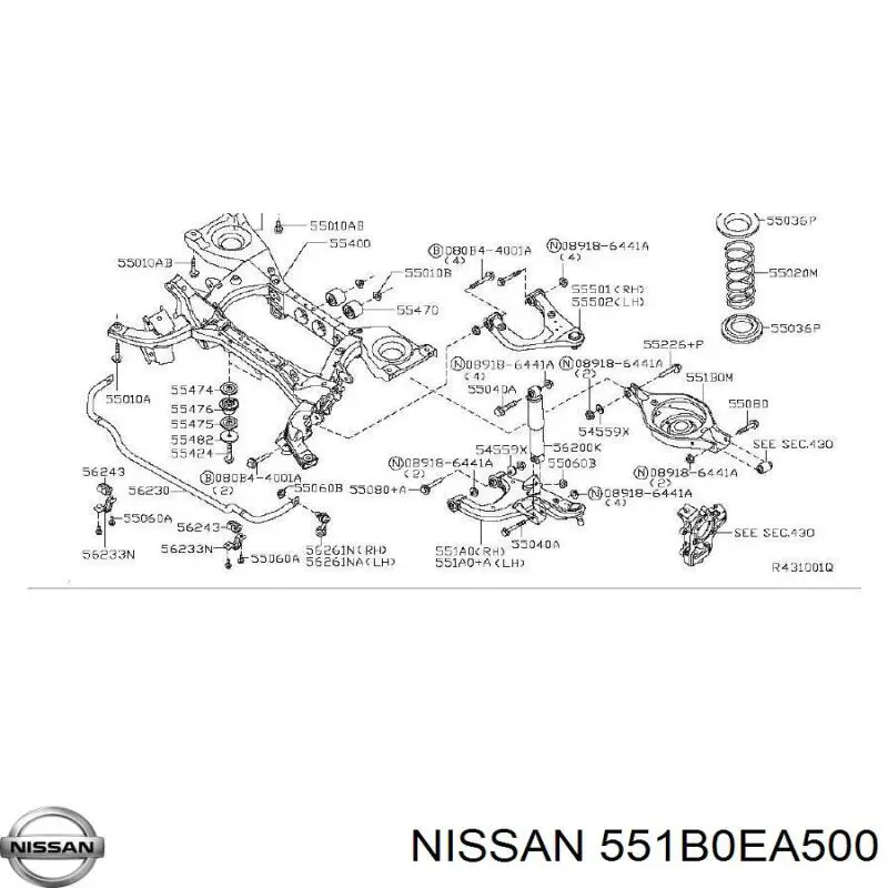Braço oscilante inferior esquerdo de suspensão traseira/direita Nissan/Infiniti 551B0EA500 preço, a partir de 178,91 USD