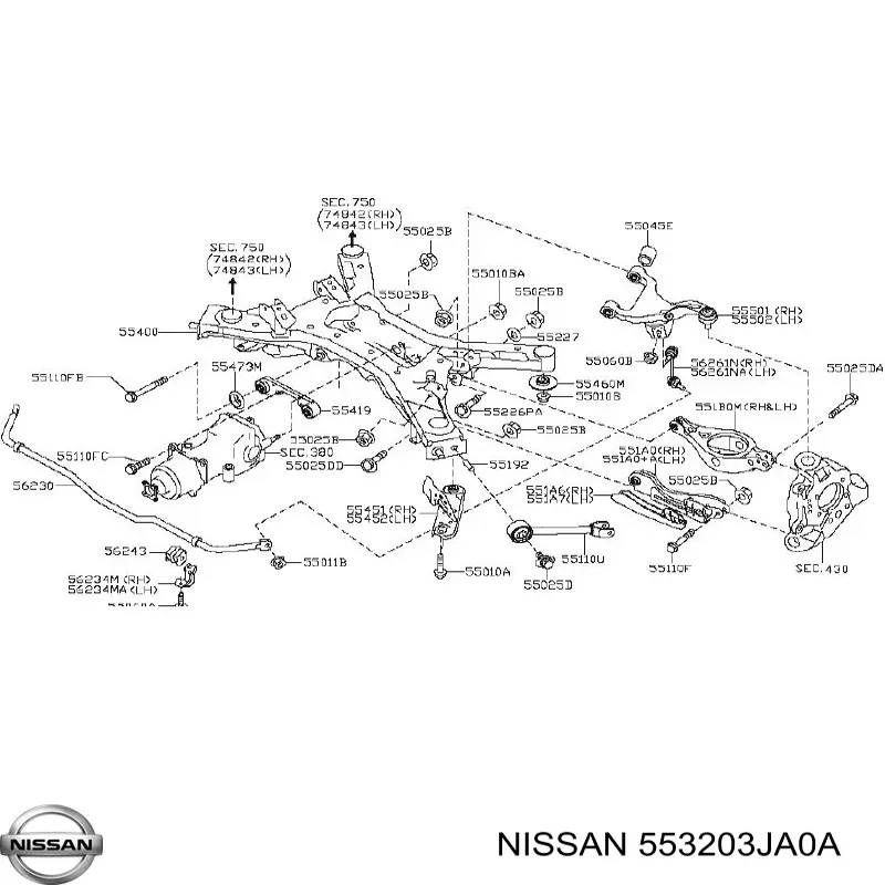553203JA0A Nissan/Infiniti Suporte de amortecedor traseiro