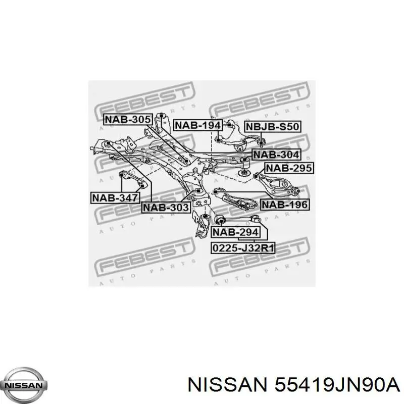 Compre 55419JN90A Nissan/Infiniti Consola (travessa) traseira de redutor traseiro