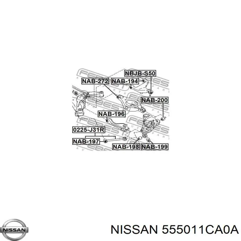 555011CA0A Nissan/Infiniti Braço oscilante superior direito de suspensão traseira