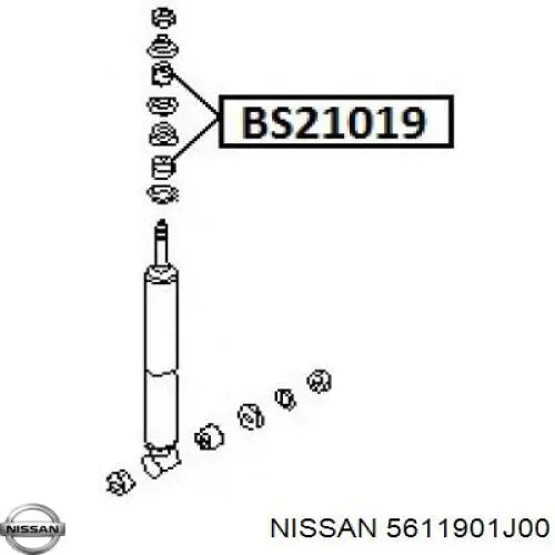 Compre 5611901J00 Nissan/Infiniti Bucha da haste de amortecedor dianteiro