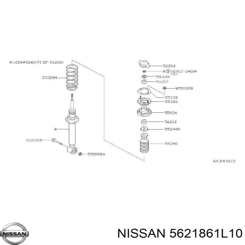 Suporte de amortecedor traseiro Nissan/Infiniti 5621861L10 preço, a partir de 15,77 USD