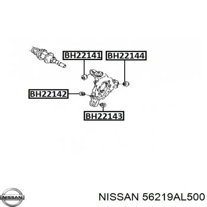 Bloco silencioso do pino de apoio traseiro Nissan/Infiniti 56219AL500 preço, a partir de 13,05 USD