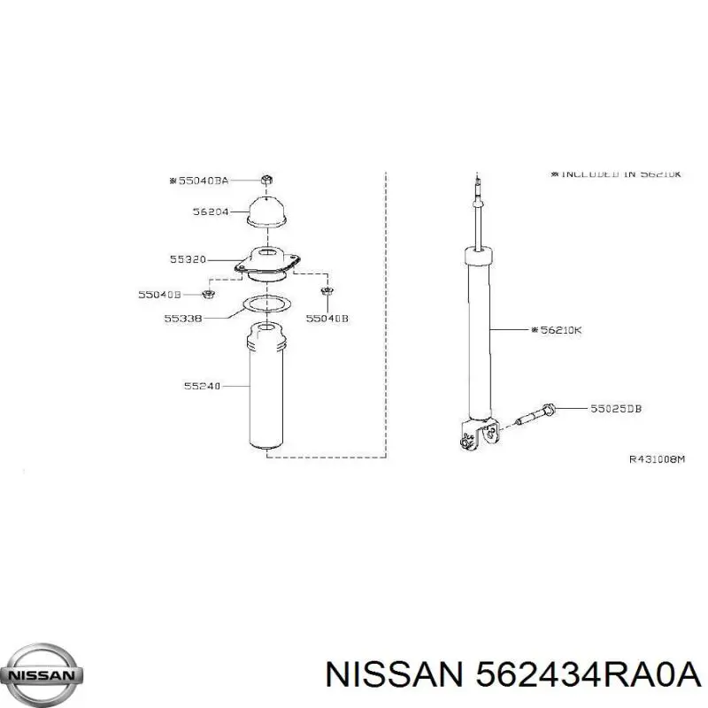 562434RA0A Nissan/Infiniti Bucha de estabilizador dianteiro, kit
