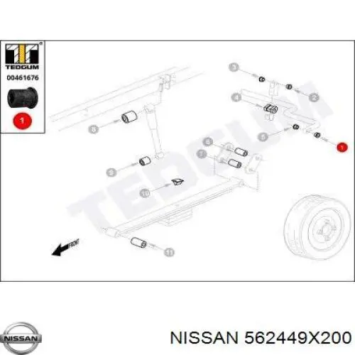 562449X200 Nissan/Infiniti Bucha de suporte de estabilizador traseiro