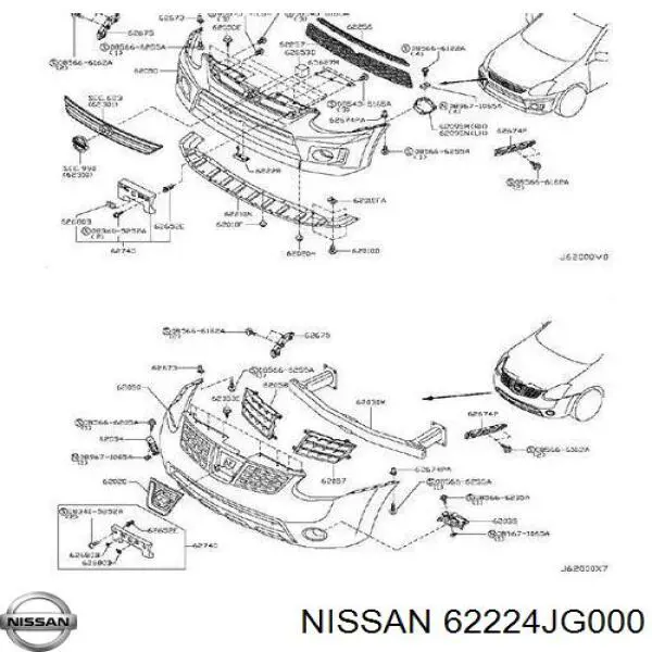 Consola externa direita do pára-choque dianteiro Nissan/Infiniti 62224JG000 preço, a partir de 8,65 USD