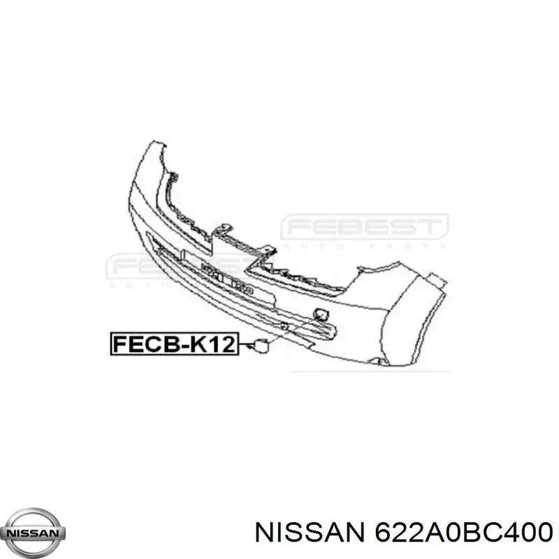 622A0BC400 Nissan/Infiniti Tampão dianteira do pára-choque do gancho de reboque