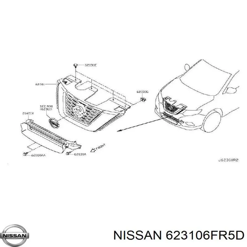 623106FR5D Nissan/Infiniti Grelha do radiador