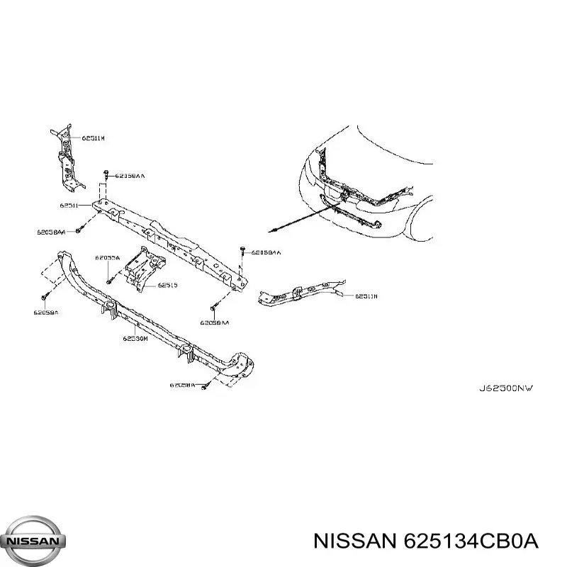 625134CB0A Nissan/Infiniti Consola superior esquerda do radiador