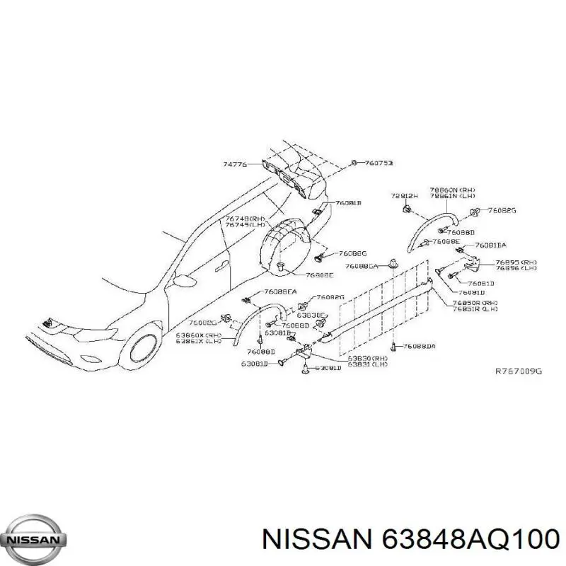  Nissan/Infiniti 63848AQ100 preço, a partir de 38,14 USD