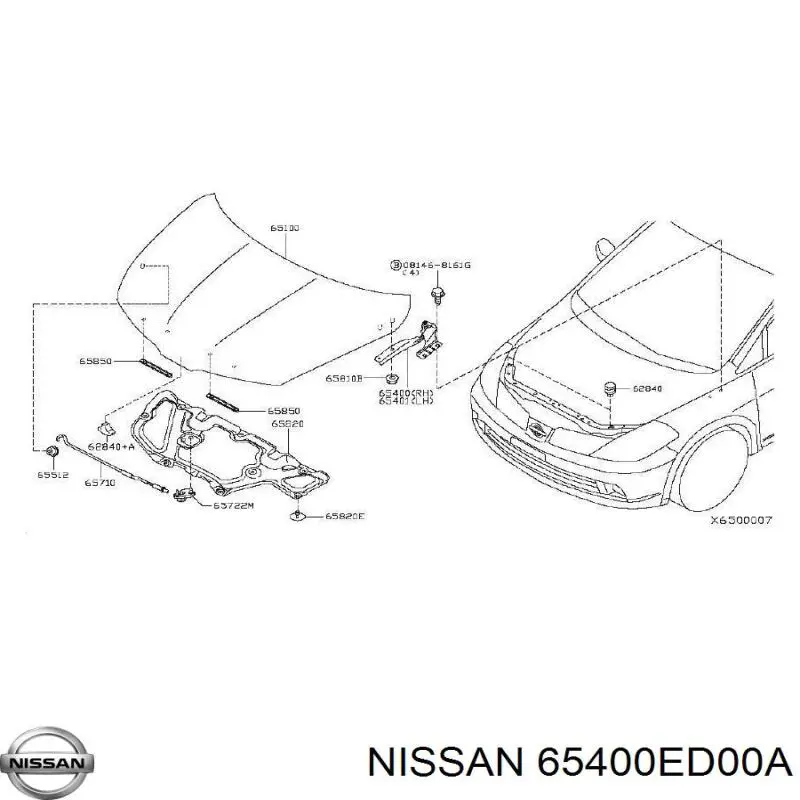 Gozno da capota direito Nissan/Infiniti 65400ED00A preço, a partir de 42,95 USD