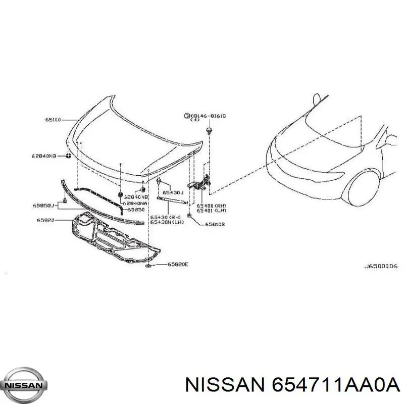 654711AA0A Nissan/Infiniti Amortecedor da capota