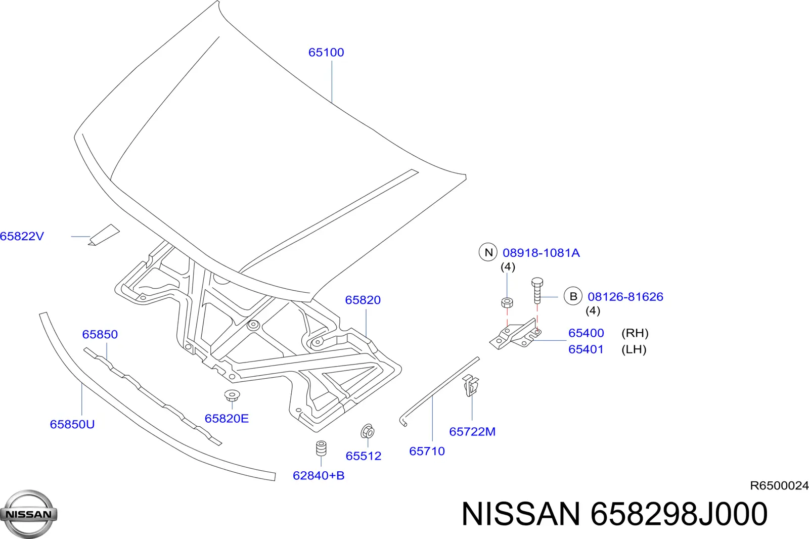 Compre 658298J000 Nissan/Infiniti Pára-choque (grade de proteção) da capota