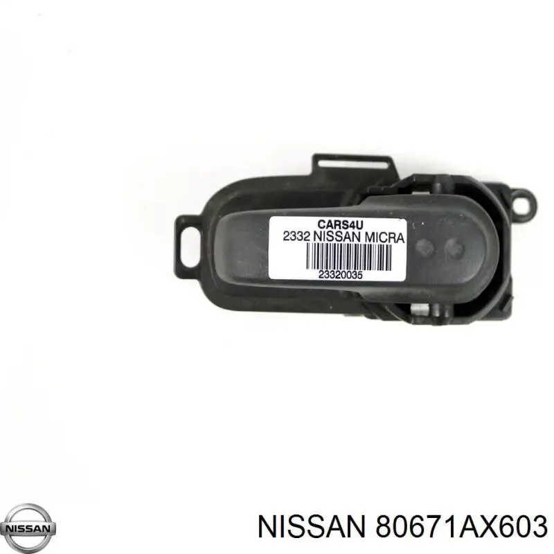 80671AX603 Nissan/Infiniti Maçaneta interna dianteira/traseira da porta esquerda